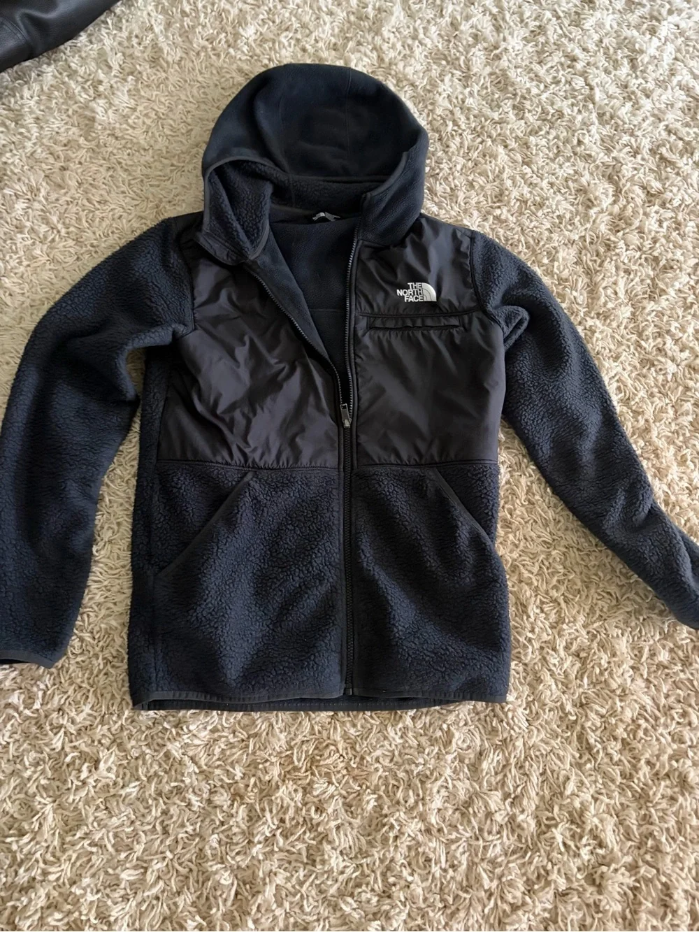 The North Face Kids' Black Hooded Sherpa Fleece Jacket